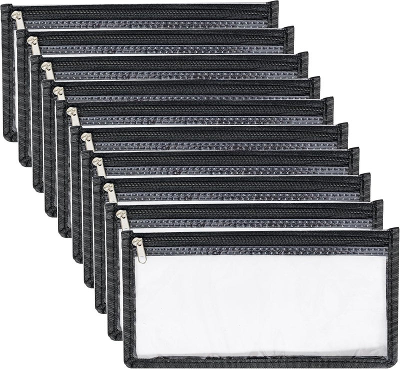YOAVIP 3.9 x 7.8 Clear Cash Register Money Pouch Bank Deposit Bag Check Wallet 10 Pack Zipper Closure - Image 1